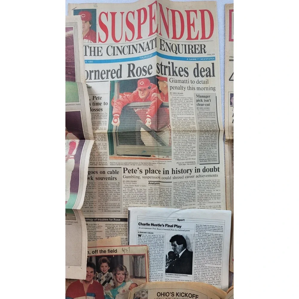Lot Of Pete Rose 1989 Newspaper Clippings MLB Cincinnati Reds